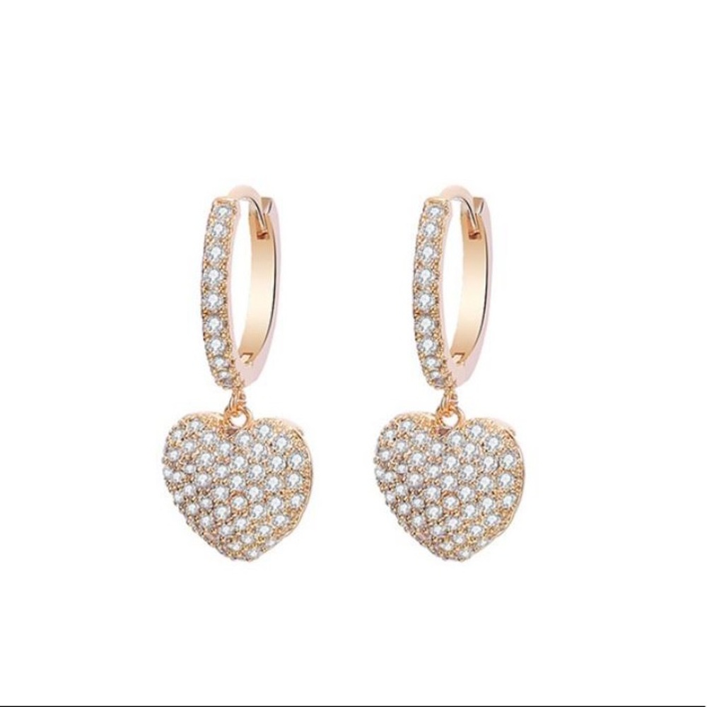 CZ Crystal Heart Drop Earring